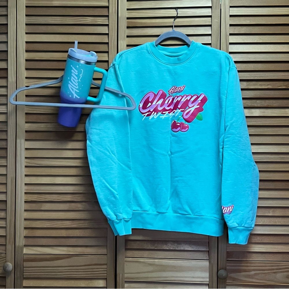 Aqua Cherry Sweatshirt & Cup